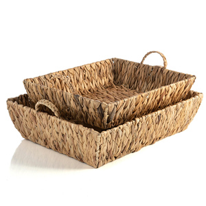Water hyacinth <b>serving</b> tray <b>set</b> eco-friendly weave fiber container trays bedroom kitchen organizers - Product Image 1