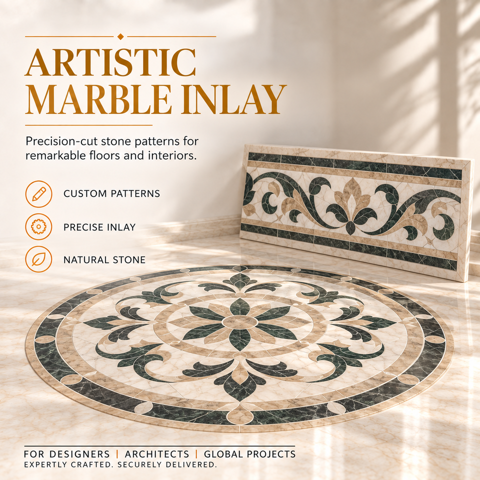 Modern Luxury Carvers White Beige Waterjet Stone Square Marble Floor ...