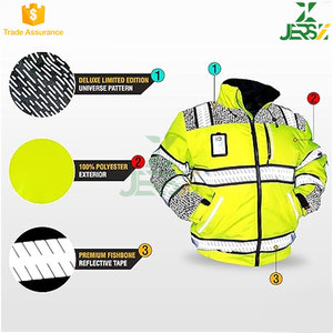 Men's Hi-Vis Safety Jackets with Reflective Stripes Custom OEM Bulk Supplier Manufacturer Maximum Visibility Work Bombers - Product Image 3