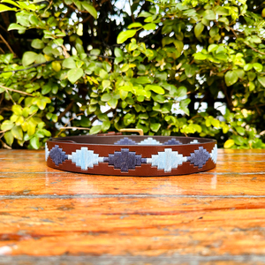 เข็มขัดโปโลหนังควายสีฟ้าหัวเข็มขัดทองเหลืองแข็งหัวเข็มขัดลำลองกว้าง35มม. สำหรับการขี่ม้าใช้ได้ทั้งชายและหญิง - Product Image 4