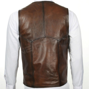 Dernière mode, gilet en peau de vache robuste de qualité supérieure, gilet en cuir véritable sans manches pour hommes, veste en tissu tricoté - Product Image 2