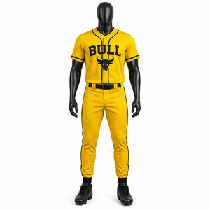 Conjunto de Uniforme de Béisbol Transpirable de Secado Rápido Amarillo para Hombre, Ropa Deportiva de Equipo de Poliéster, Sublimación OEM - Product Image 1