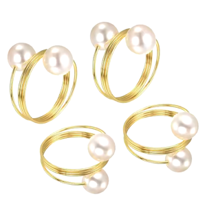 Premium Standard Quality Gold-Colored Brass Napkin <b>Rings</b> Wedding Party Ware Newest Design Wire Mesh Napkin <b>Rings</b> - Product Image 1