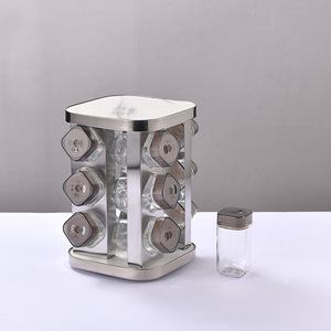 Juego de estante de almacenamiento de especias de cocina con botella giratoria organizador de tarros de especias estante de condimentos de acero inoxidable - Product Image 1