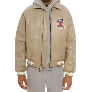 100% haute qualité Design de mode hommes en cuir Avirex vestes personnalisable grande taille fermeture à glissière en cuir Avirex veste - Product Image 3