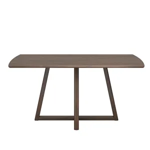 Table à manger minimaliste en bois massif, rectangulaire, 4 places, mobilier de salle à manger moderne, design stable - Product Image 4
