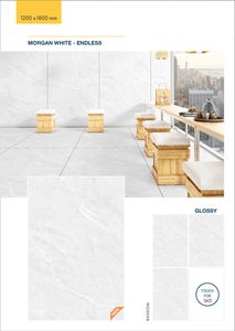 Carrelage en porcelaine Arcadia Premium, finition marbre blanc, 1200x1800mm, brillant, antidérapant, antibactérien, pour murs et sols de villa - Product Image 2