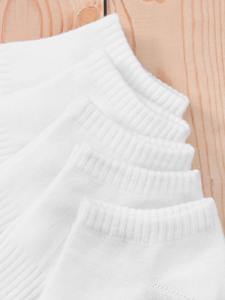 Nouvel ensemble de chaussettes courtes d'été cool, 5 paires/lot, couleur blanche, couvre-pieds à la cheville, usage quotidien tendance avec logo corporel pour hommes et femmes - Product Image 6