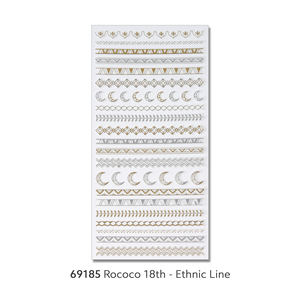 Rococó 18th Luxury Gold Silver Foil Nail Stickers 3D Líneas étnicas Gorgeous Point Decoration Professional OEM ODM Korea Design - Product Image 1