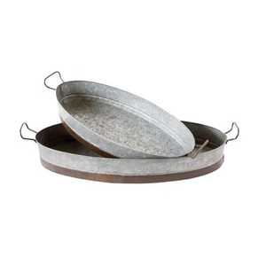 Plateau de service en acier inoxydable de haute qualité avec poignée de fleurs Passe au lave-vaisselle Cuisine design Plats de restaurant de mariage Assiettes - Product Image 5