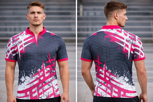 Camiseta Deportiva de Sublimación de Buena Calidad, Manga Corta, Lisa, con Cierre, Estilo Polo, Cuello Mao - Product Image 5