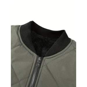 2024 chaqueta de bombardero de cuello redondo para hombre de lona de alta calidad 100% cremallera superior hinchada genuina nuevo diseño primavera liso teñido elegante Casual OEM - Product Image 3