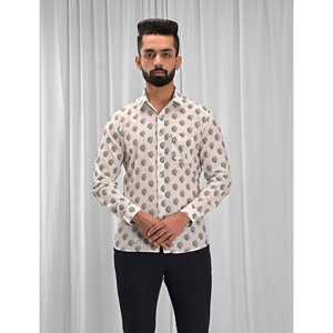 Chemise décontractée en coton imprimé pour homme, manches longues, coupe ajustée, tailles XL à 6XL, tissu popeline respirant, offre ODM - Product Image 1