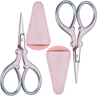 Ciseaux industriels pour gaucher, mini-ciseaux à broder rose magnifique avec étui en cuir portable, légers et faciles à utiliser