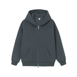 เสื้อฮู้ดผู้ชายแบบสวมหัวมีซิปรูดซิปโลโก้โอเวอร์ไซส์ทำจากผ้าเฟรนช์เทอร์รี่ - Product Image 2