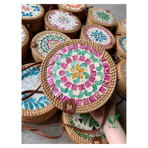 ถุงหญ้าทะเลธรรมชาติที่มีแม่ของไข่มุกฝังสำหรับสไตล์โบฮีเมียน - Product Image 6