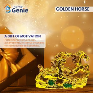 HOME GENIE Pièce maîtresse des chevaux coureurs dorés | Feng Shui Décor pour le succès, la vitesse et la richesse | Décoration artisanale pour la maison et le bureau - Product Image 6