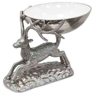 Diseño de ciervo Metal Aluminio Fundido Color plata Cuenco para servir comida hecho a mano Diseño atractivo Cuenco de gran tamaño a bajo precio - Product Image 1