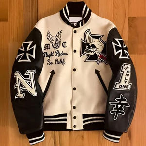 แจ็กเก็ตบอมเบอร์ขนสัตว์สำหรับผู้ชายกันยูวีกันลมเข้ารูปงานปักลายแฟชั่นดีไซน์ทีมทีมตัวแทน - Product Image 3