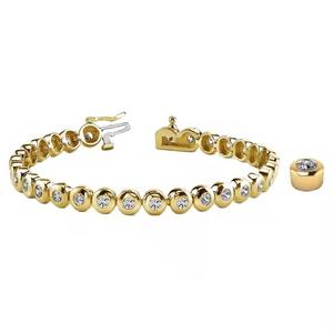 Customized Round Shape Lab Grown Diamond Tennis Bracelet Bezel Setting 18K Yellow Gold Diamond Bracelet <b>for</b> Both <b>Men</b> and Women - Product Image 4