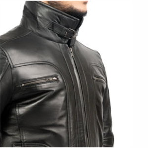 Servicio OEM de alta calidad personalizado moda hombres cuello marrón Color sólido chaquetas de cuero genuino para hombres - Product Image 5