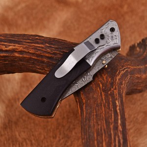 Cuchillo plegable de acero de Damasco hecho a mano personalizado con mango de madera/hueso y diseño de bloqueo interno OEM ODM disponible suministro de fábrica - Product Image 5