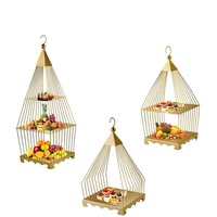 Présentoir de service et de rangement moderne en métal et fer, design cage à oiseaux, 2-3 niveaux, écologique, pour desserts à la maison, mariages et anniversaires
