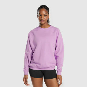 Sweat-shirt ample à manches longues unisexe pour femme, haut ample avec col rond, coton délavé et confortable pour l'hiver - Product Image 1