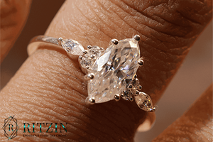 แหวนหมั้นสไตล์หิน7ชิ้นสำหรับผู้หญิงแหวนเพชรเจียระไนทรงกลม - Product Image 1