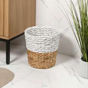 Cesta de Jacinto de Agua Teñida de Blanco, Cesta de Almacenamiento Hecha a Mano, Ecológica, Fabricada por VgreenArt en Vietnam - Product Image 2