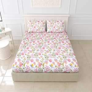 Draps de lit en tissu 100% coton sur mesure de différentes tailles avec des motifs floraux multicolores sur tissu de base blanc pour la revente. - Product Image 2