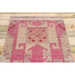 Tapis de 3,1 x 10,1 pieds, tapis turc vintage, tapis en laine géométrique rose - Product Image 4