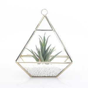 Indoor Decoration Metal And Glass Terrarium Tabletop Triangle Shape Flower <b>Vase</b> Container Decorative Glass Terrarium - Product Image 1