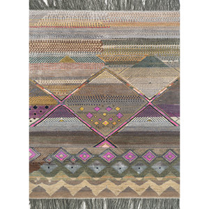 Tapis Manchaha classique gris et noir noué à la main en laine et soie de bambou, motif géométrique rectangulaire pour couloir, en viscose - Modèle - Product Image 1
