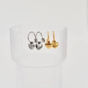 Puffy Heart Hoop Earrings 925 <b>Sterling</b> <b>Silver</b> 3D Love Heart Dangle Hoops Minimalist Jewelry Perfect Gift for Her - Product Image 3