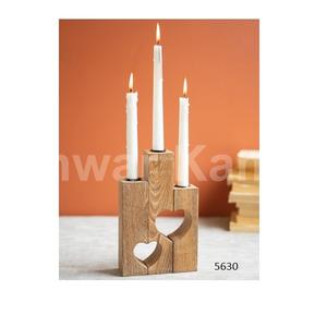 Bougeoir conique en bois Triple coeur récupéré pour les décorations de fête de Noël-pour la maison hôtel mariage - Product Image 1