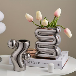 Jarrón decorativo para el hogar, centros de mesa de boda, jarrones de flores con acabado plateado para Decoración de mesa de boda, suministros, jarrón de Metal de escritorio - Product Image 3