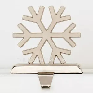 Stainless Steel metal shiny polish silver finish and aluminum snowflake shape Stocking holder 5 X 4 X 6.5 Inch Christmas deco