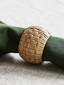 Derniers anneaux de serviette en rotin de forme ronde de qualité supérieure pour les fêtes de mariage et les décorations de table de restaurant - Product Image 6