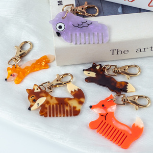CANYUAN Porte-clés en acétate de 6 cm en forme de renard, breloque de sac animalier de dessin animé, pendentif avec fermoir mousqueton, accessoire de sac pour femme, logo personnalisé - Product Image 1