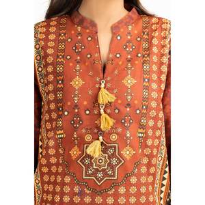 ชุดเซ็ต 2 ชิ้น ลายพิมพ์ทอง โบฮีเมียน สีน้ำตาล สำหรับผู้หญิง ฤดูใบไม้ผลิ/ฤดูร้อน ไซส์ XS/XS - Product Image 5