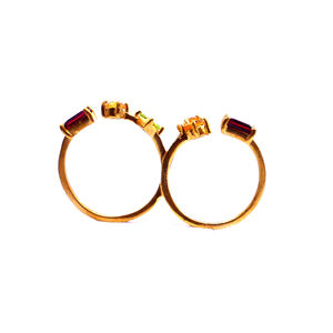 Anillo de dedo doble multicolor chapado en oro y plata de ley 925 - Product Image 4