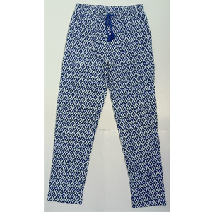 Pyjama en tricot 100% coton pour femmes, uni, imprimé sur toute la surface, avec taille élastique, style pantalon droit décontracté - Product Image 1