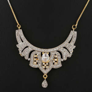 American Diamond <b>Locket</b> Set - <b>Silver</b> & Golden - Product Image 3