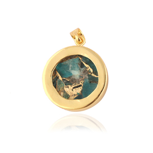 Vente en gros de bijoux à la mode mohave, pendentif en cuivre violet, turquoise, plaqué or, connecteur en forme de coussin, pendentif en pierre précieuse, bijoux - Product Image 4