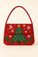 Sac à bandoulière de Noël pour femme, style mode, orné de perles faites à la main, motif géométrique, fermeture magnétique, avec sangle, idéal pour les fêtes de fin d'année