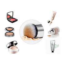 Pinceau Kabuki plat professionnel Dongshen pour fond de teint et correcteur, manche en bois blanc, crème vegan