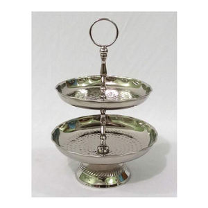 Mini Servidor de soporte de pastel de 2 niveles niquelado de latón de primera calidad, gran oferta, Mini Servidor de pastel de estilo único elegante, soporte de pastel de estilo moderno - Product Image 1