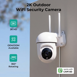 Caméra de sécurité WiFi extérieure 2K, caméra IP sans fil 3MP, 360° °   Caméra PTZ avec détection et suivi humains par IA, vision nocturne couleur - Product Image 1