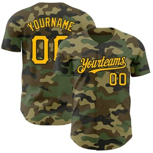 Camiseta de béisbol personalizada de camuflaje dorado y negro, ropa de equipo personalizada más vendida, saludo auténtico al servicio - Product Image 1